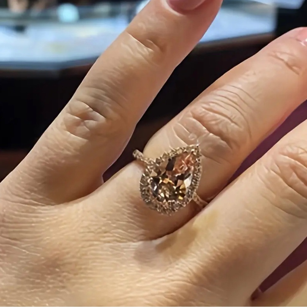 Morganite cz ring size 6